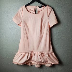 Nasty Gal Peach Babydoll Dress Ruffle Hem Sz. M